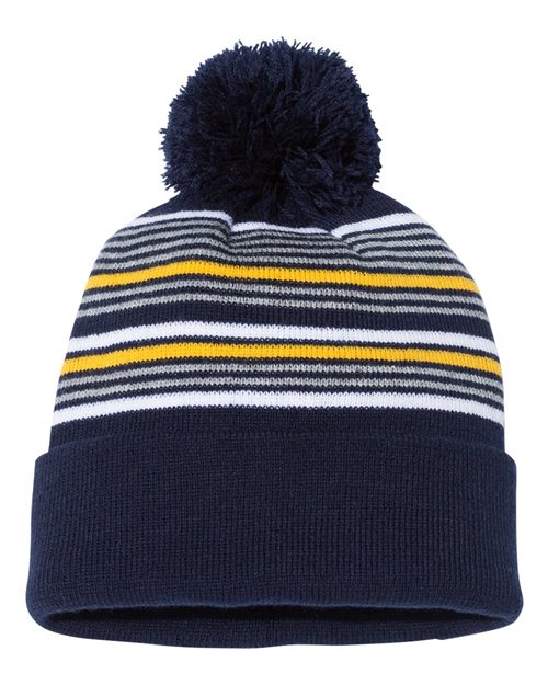 Sportsman 12" Striped Custom Pom Beanie