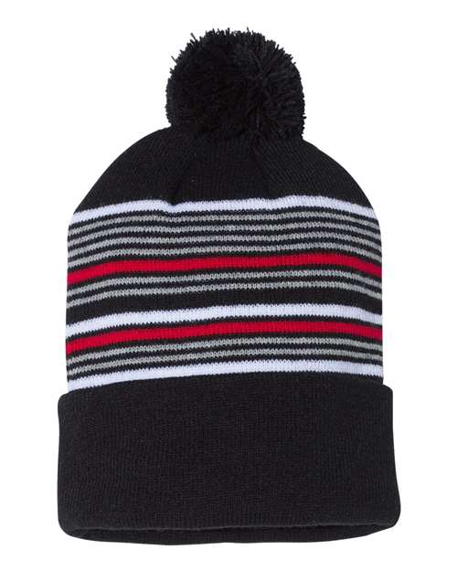 Sportsman 12" Striped Custom Pom Beanie