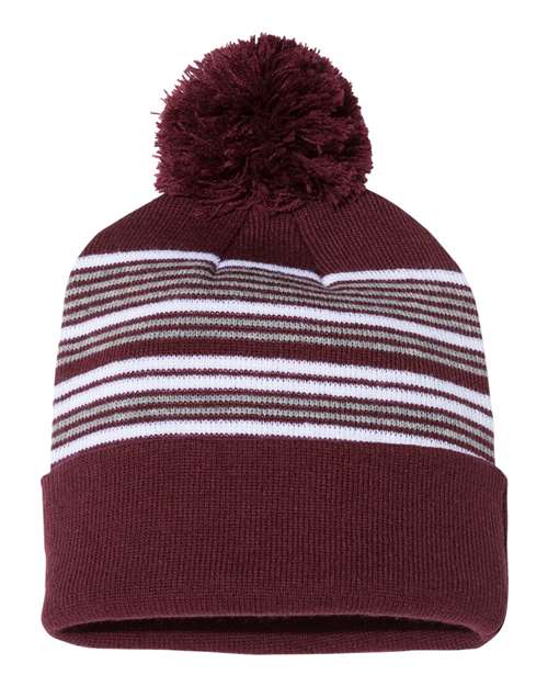 Sportsman 12" Striped Custom Pom Beanie