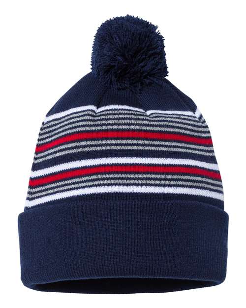 Sportsman 12" Striped Custom Pom Beanie