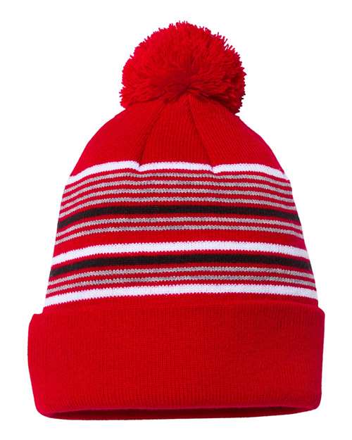 Sportsman 12" Striped Custom Pom Beanie