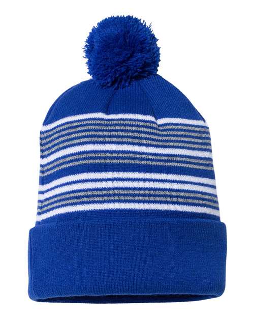 Sportsman 12" Striped Custom Pom Beanie