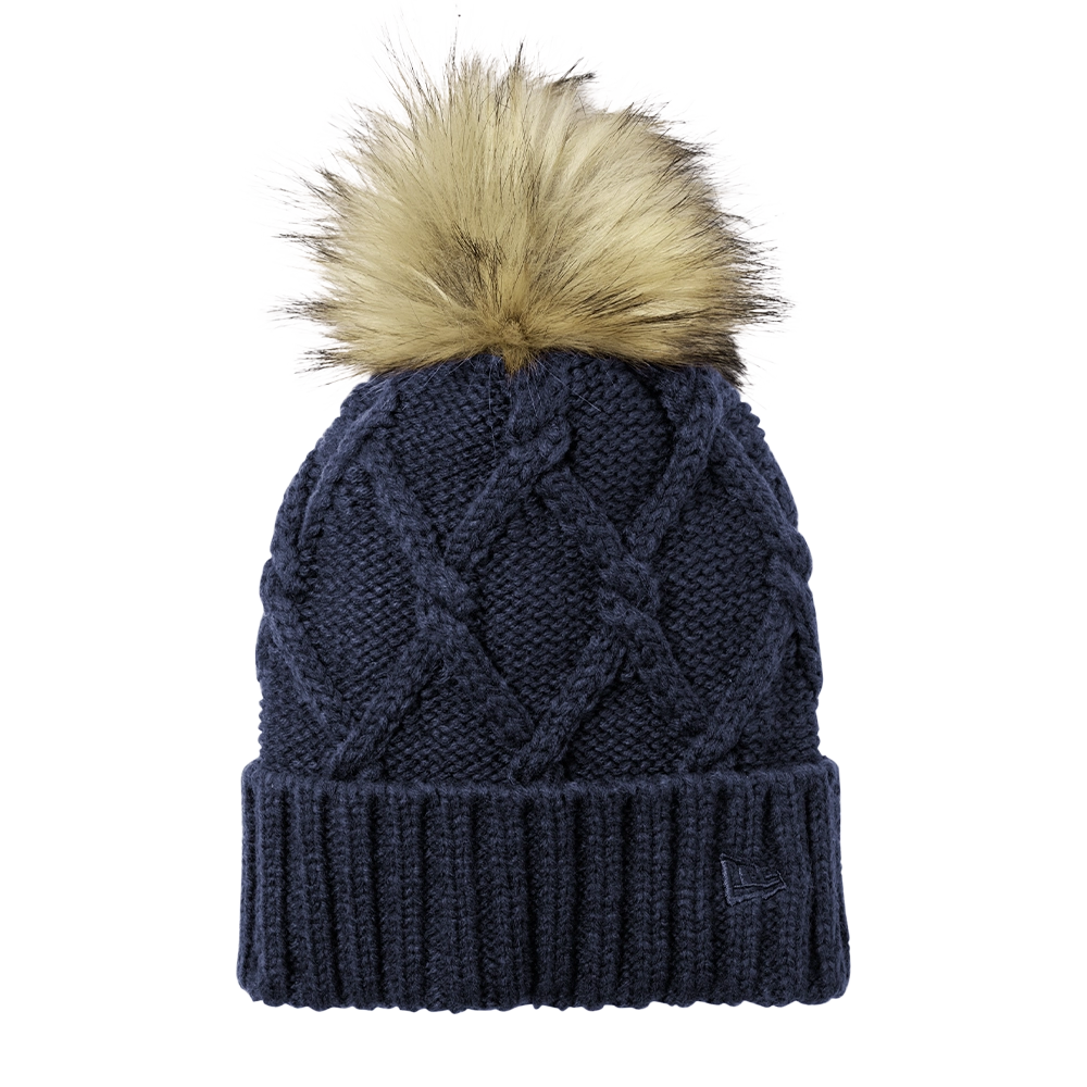 New Era Faux Fur Custom Pom Beanie